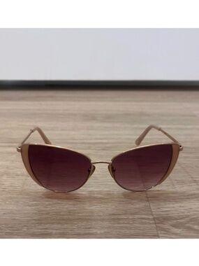 Anthropologie ett:twa Gold Frame Cat-Eye Sunglasses with Pink Lenses